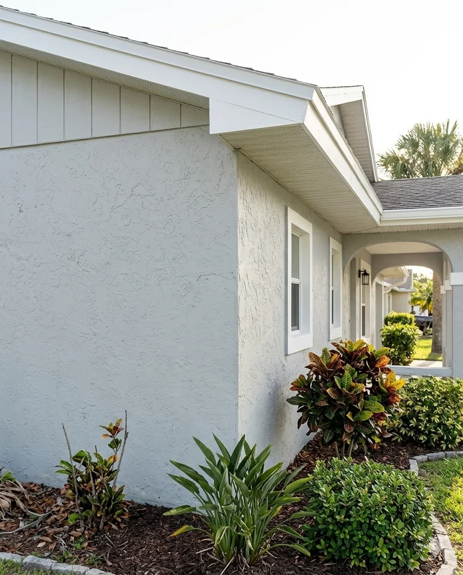 Tampa home exterior with faded stucco before repainting